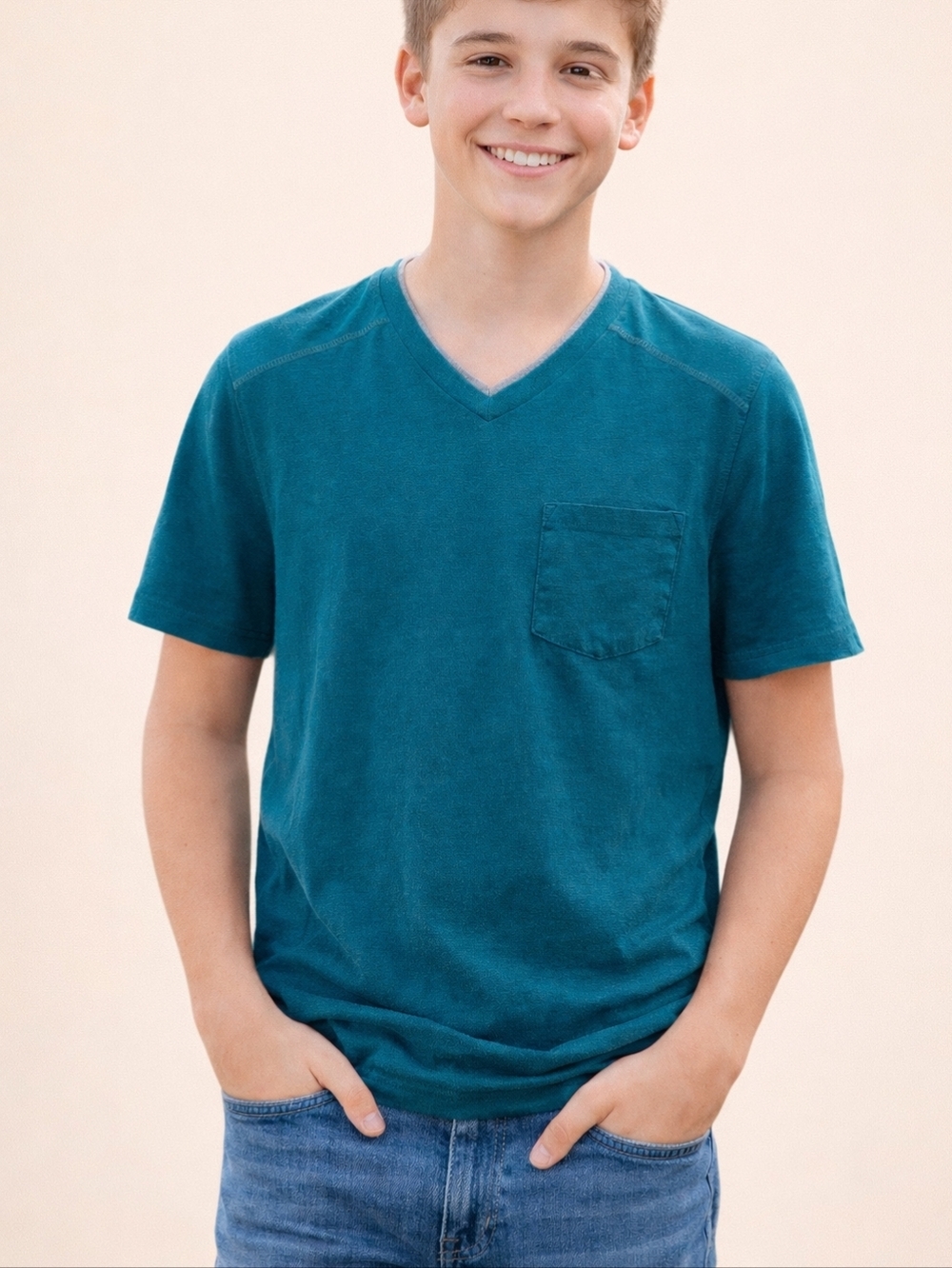 3/$30 019 Men's Teal Vneck Short Sleeve Tshirt Size Small